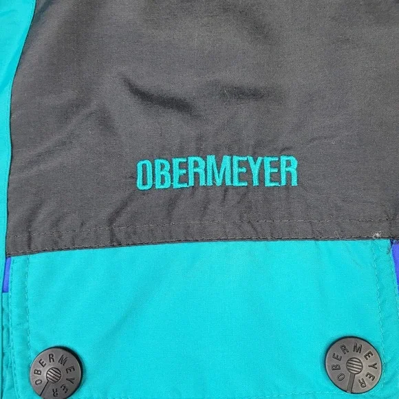 Vintage‎ Obermeyer Ski Jacket Skiwear Blue Black Coat Mens XL Long 90s Hooded